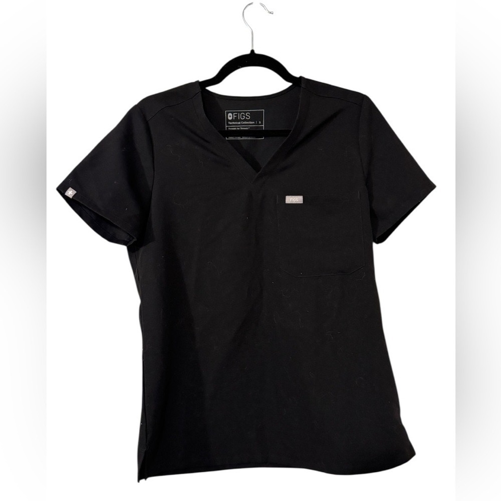 Figs Black Women's V Neck Scrub Shirt Size Small